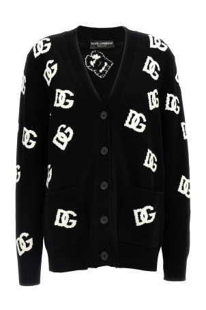 Jacquard logo cardigan Black-grey