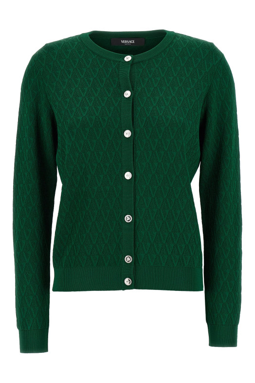 Cardigan pattern V Green