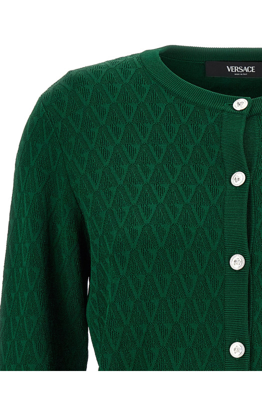 Cardigan pattern V Green