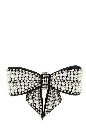 Затискач для волосся «Чорна перлина з атласною стрічкою» Чорний RS26628HBBLACK