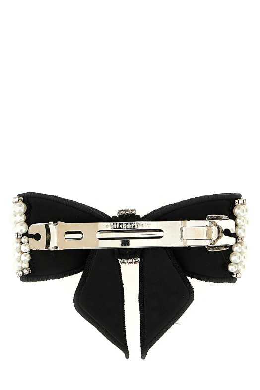 Заколка для волос «Черная жемчужина с атласным бантом» Черная RS26628HBBLACK