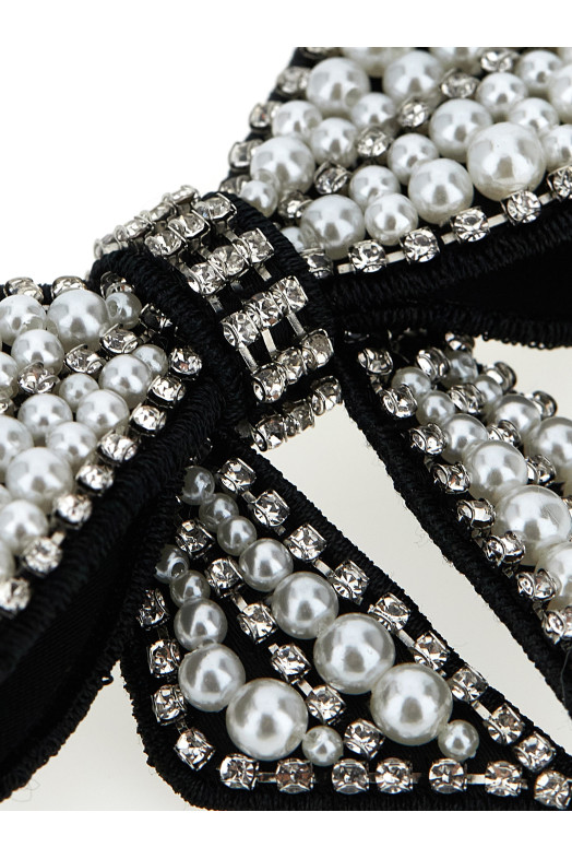 Заколка для волос «Черная жемчужина с атласным бантом» Черная RS26628HBBLACK