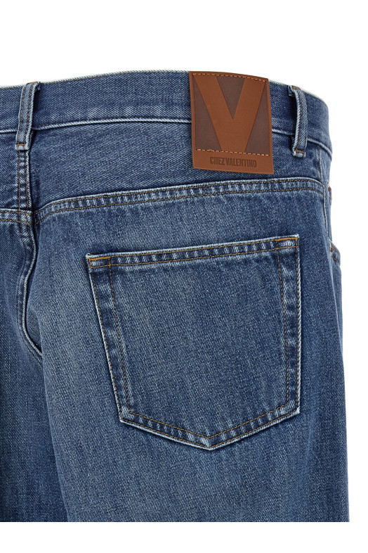 Джинсы Valentino Garavani с пятью карманами Синие V3DE05EB6M558