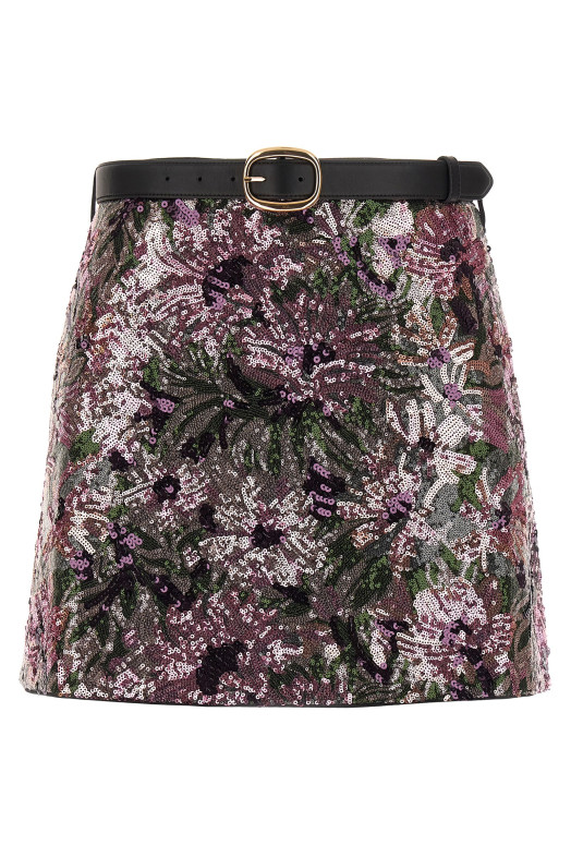 'Floral Sequin Mini' skirt Pink
