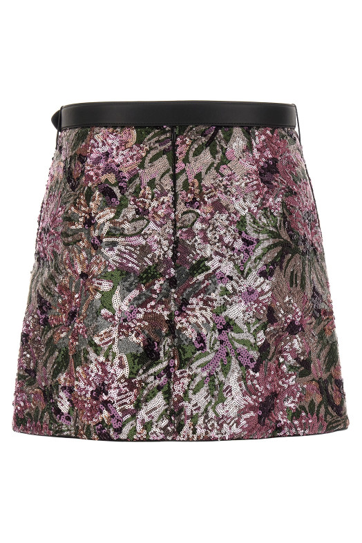 'Floral Sequin Mini' skirt Pink