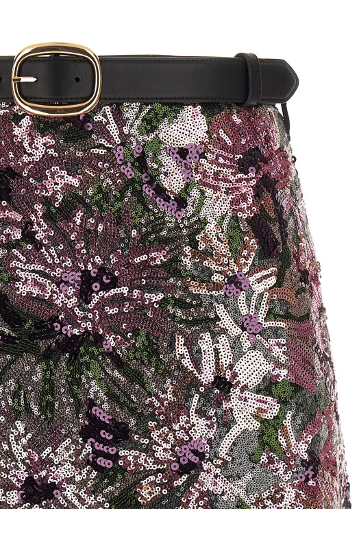 'Floral Sequin Mini' skirt Pink