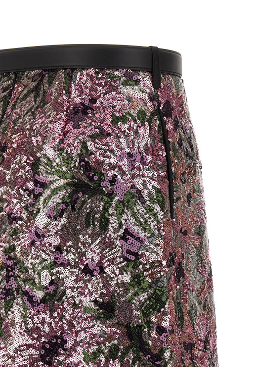 'Floral Sequin Mini' skirt Pink