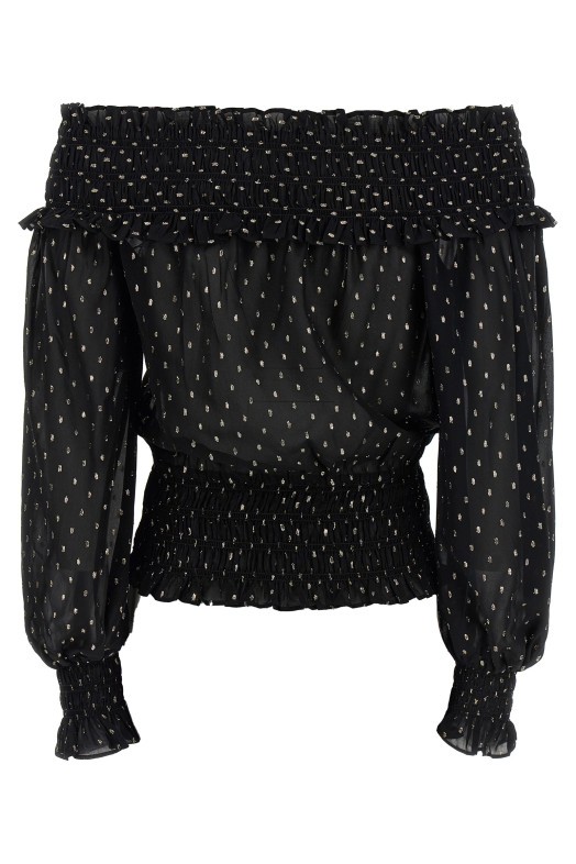 Топ «Черный и золотой шифон» Черный RS26156TBBBLACK