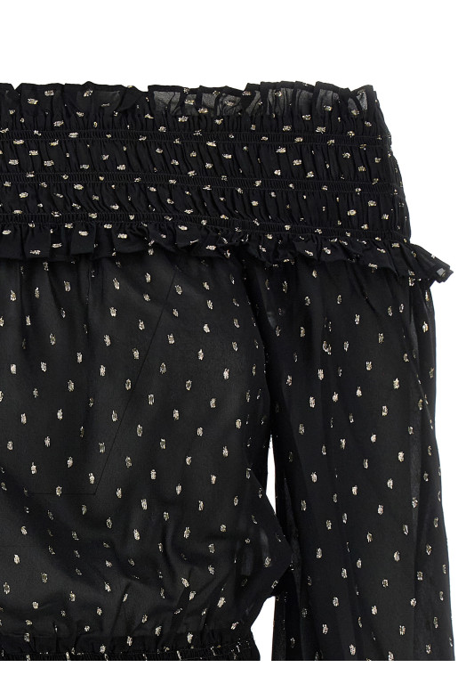 Топ «Черный и золотой шифон» Черный RS26156TBBBLACK