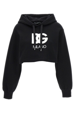 Кроп-топ с капюшоном и вышитым логотипом Черный DOLCE & GABBANA F9R32ZGDBZ0N0000
