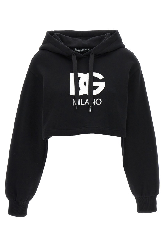 Кроп-топ с капюшоном и вышитым логотипом Черный DOLCE & GABBANA F9R32ZGDBZ0N0000