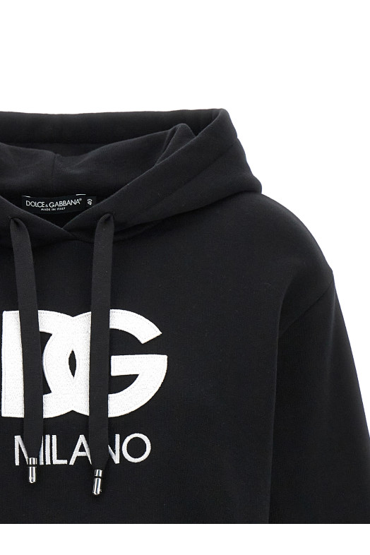 Кроп-топ с капюшоном и вышитым логотипом Черный DOLCE & GABBANA F9R32ZGDBZ0N0000