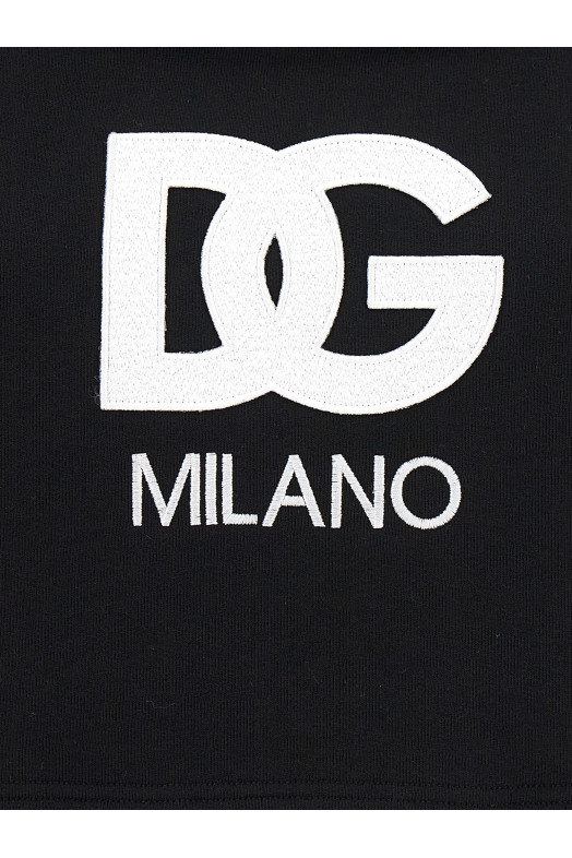 Кроп-топ с капюшоном и вышитым логотипом Черный DOLCE & GABBANA F9R32ZGDBZ0N0000