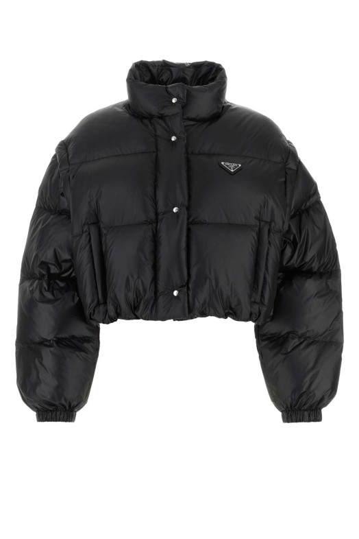Black nylon down jacket Black PRADA (291805S22211A9)