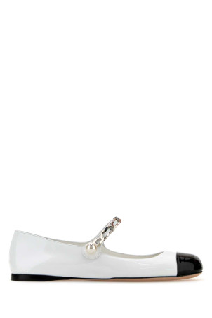 White leather ballerinas Black MIU MIU (5F131EF00506E)
