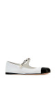Білі шкіряні балетки Чорні MIU MIU (5F131EF00506E)