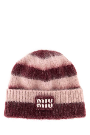 Embroidered mohair blend beanie hat MIU MIU (5HC3782CVE)