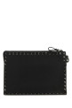 Black leather Rockstud clutch Black VALENTINO GARAVANI (5Y2P0U47VAP)