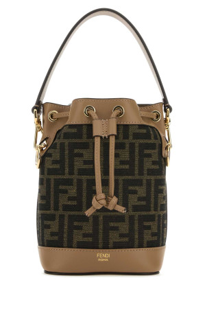 Вышитая холщовая сумка-ведро Mon Tresor FENDI (8BS093ALP3)