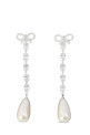 'Bow Pearl Droplet' earrings Silver