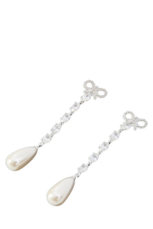 'Bow Pearl Droplet' earrings Silver