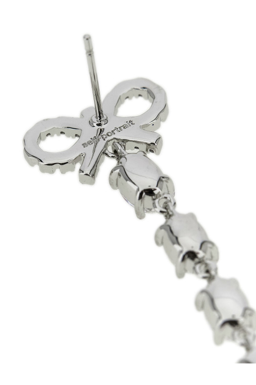 'Bow Pearl Droplet' earrings Silver