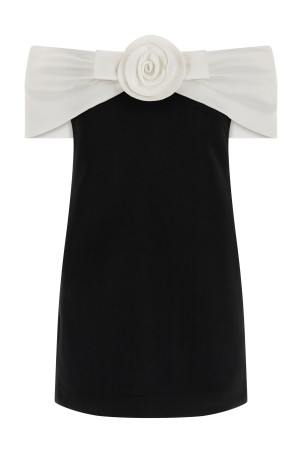 'Black Crêpe Flower Mini' dress Black-grey