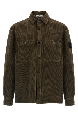 Ribbed velvet overshirt Green