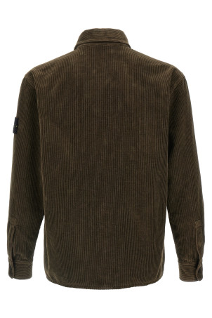 Ribbed velvet overshirt Green