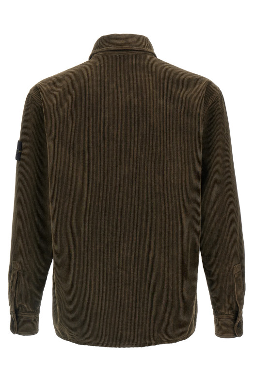 Ribbed velvet overshirt Green