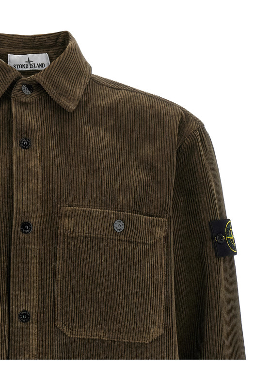 Ribbed velvet overshirt Green