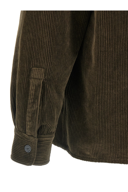 Ribbed velvet overshirt Green