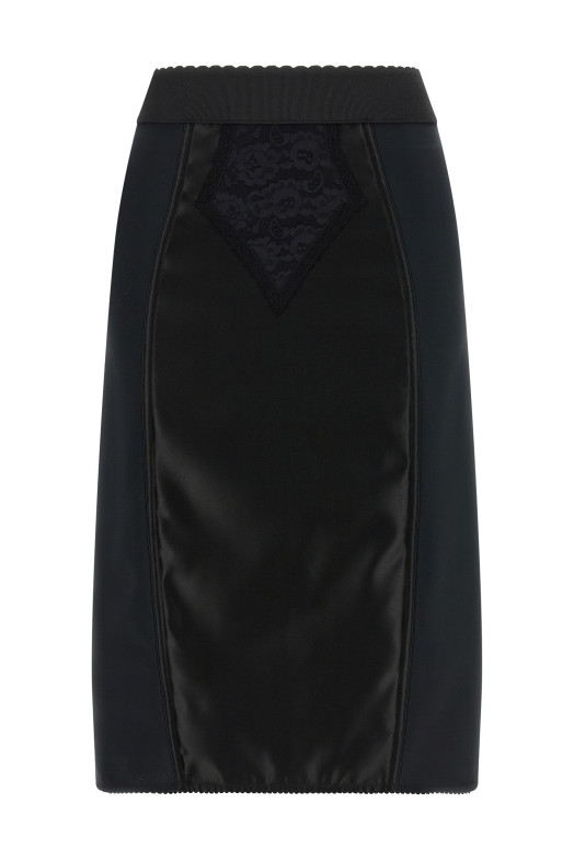 Спідниця з мереживними вставками Чорна DOLCE & GABBANA F4BKDTGDCLSN0000