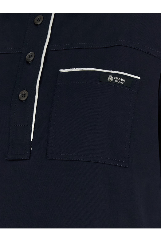 Двухслойная рубашка-поло Синяя PRADA P963NSOOO173LF0008
