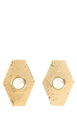 'Large Hammered Gold Pearl' earrings Gold