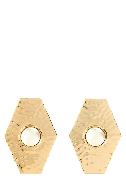'Large Hammered Gold Pearl' earrings Gold