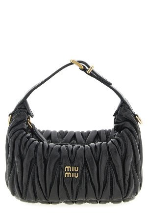 Matelassé nappa pouch Black