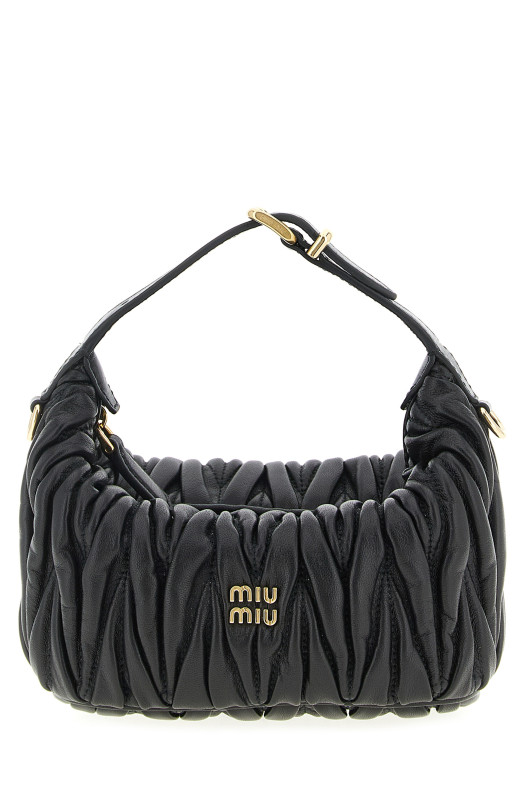 Matelassé nappa pouch Black