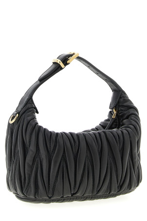 Matelassé nappa pouch Black