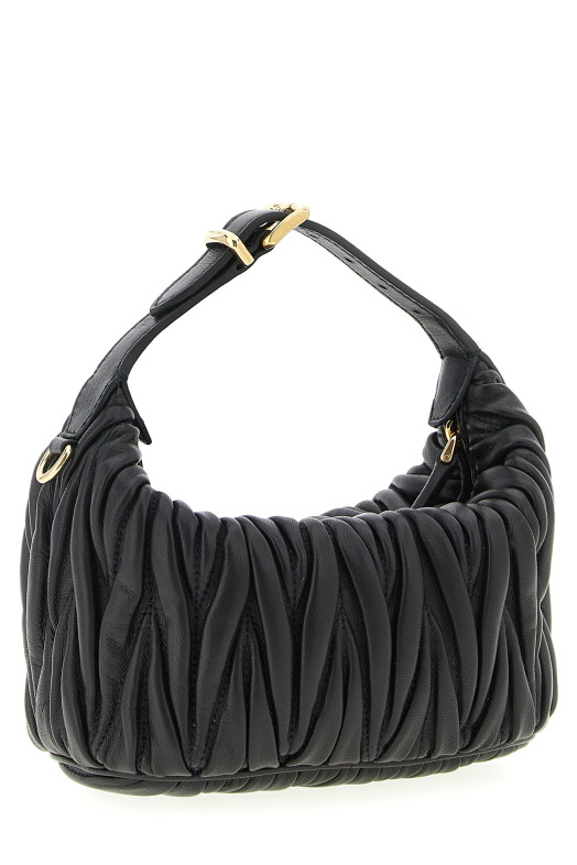 Matelassé nappa pouch Black