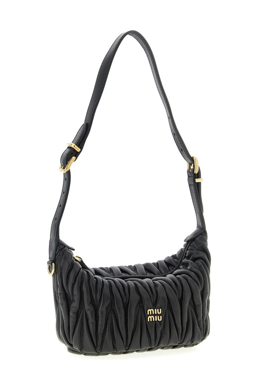 Matelassé nappa pouch Black