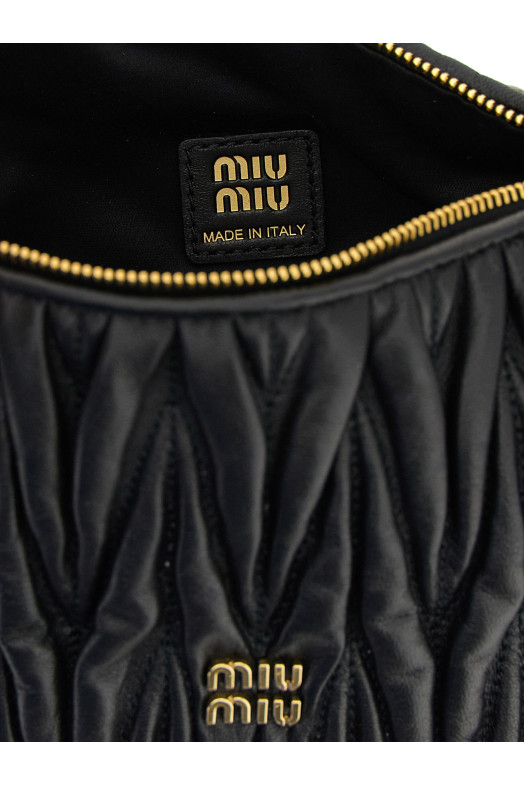 Matelassé nappa pouch Black