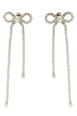 'Crystal Droplet Bow' earrings Silver