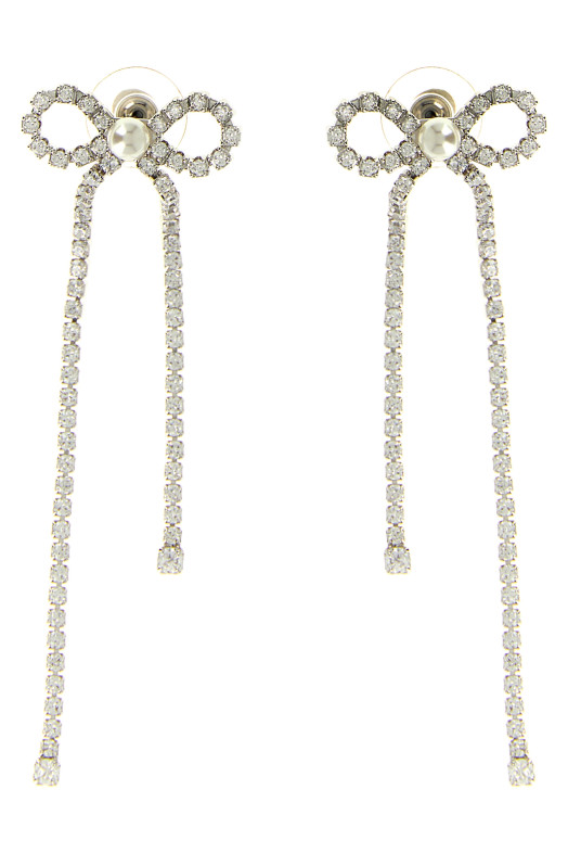 'Crystal Droplet Bow' earrings Silver