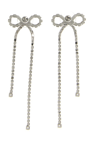 'Crystal Droplet Bow' earrings Silver