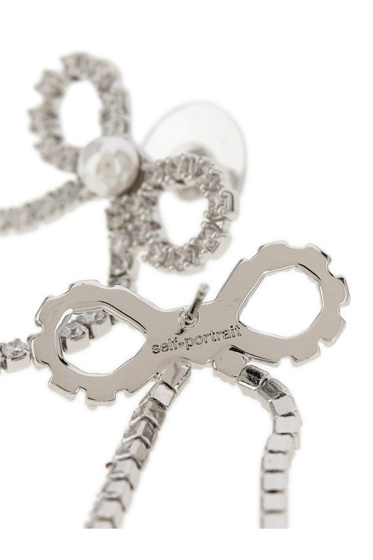 'Crystal Droplet Bow' earrings Silver