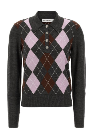 'Grey Argyle Lightweight' sweater Gray