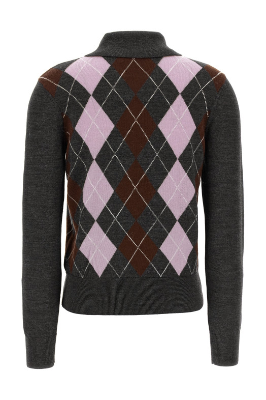 'Grey Argyle Lightweight' sweater Gray