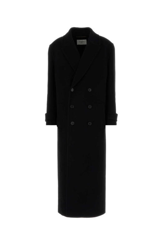 Черное шерстяное пальто SAINT LAURENT (835063Y060R)