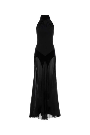 Black georgette long dress Black ALEXANDER MCQUEEN (842905QBADS)